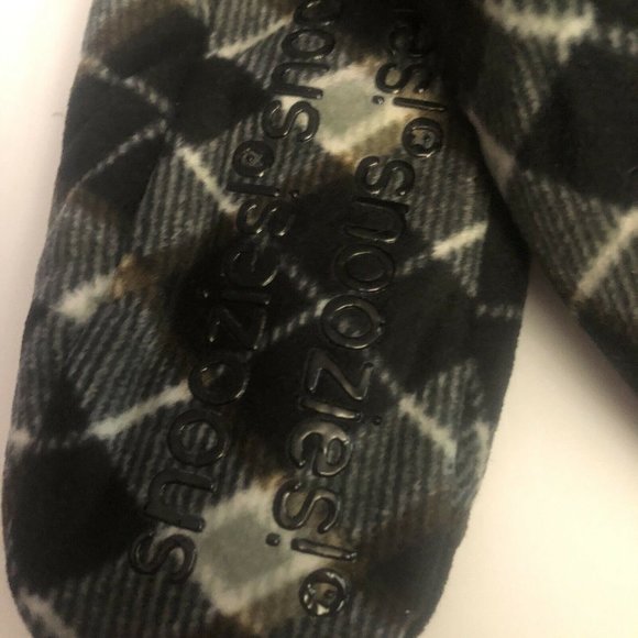 Snoozies Black Plaid Mens Large 11 / 12 Non-Skid - Picture 5 of 5